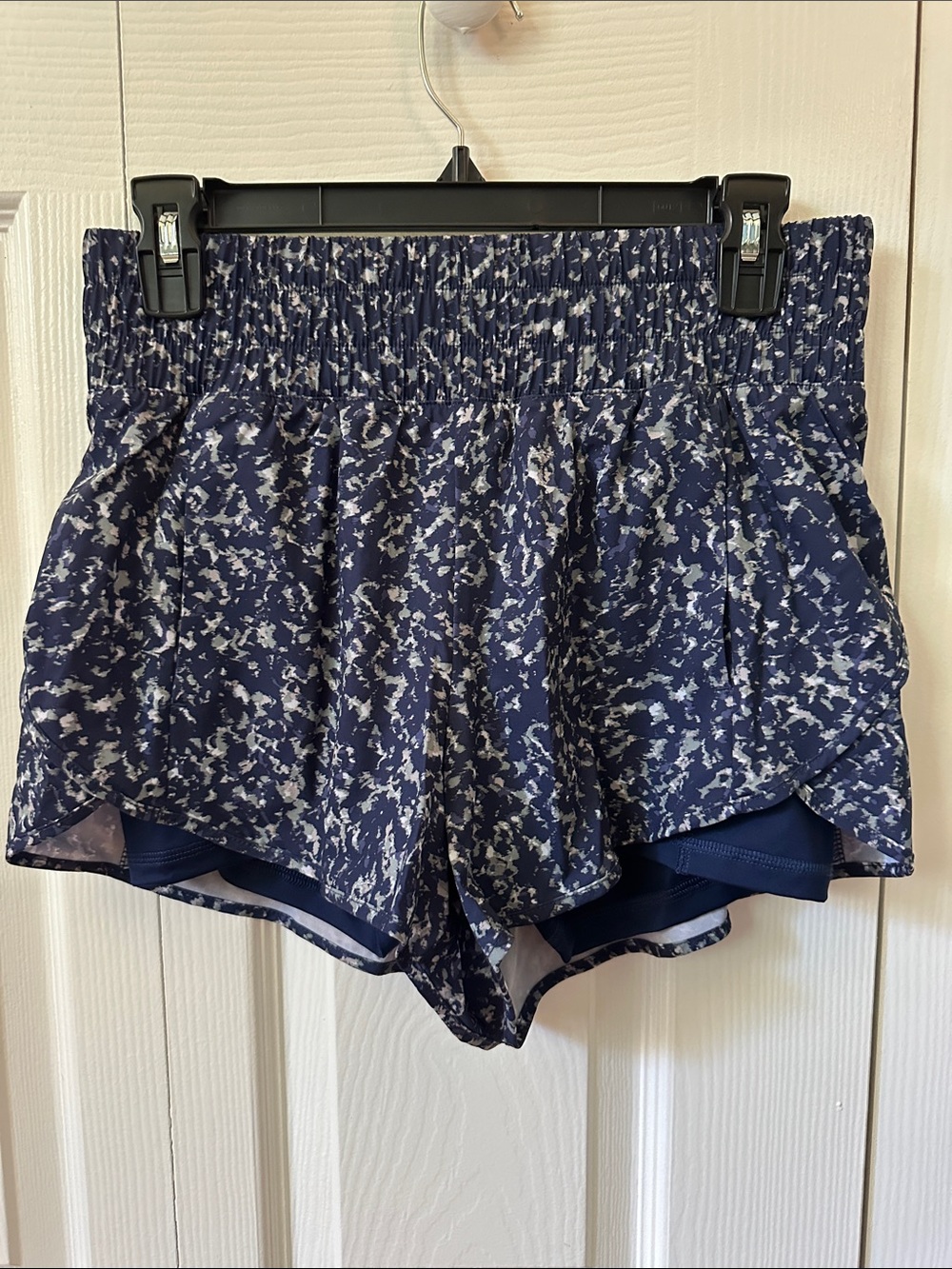 Avia Navy Printed Athletic Shorts with Inner Liner